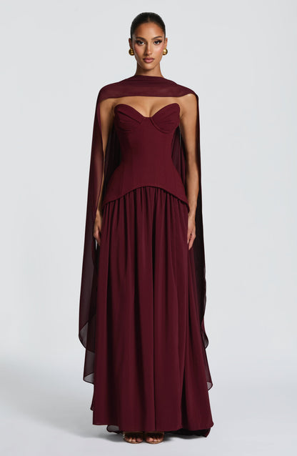 Robe Longue Vietta - Cerise laquée
