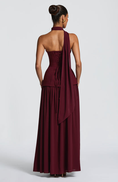 Robe Longue Vietta - Cerise laquée