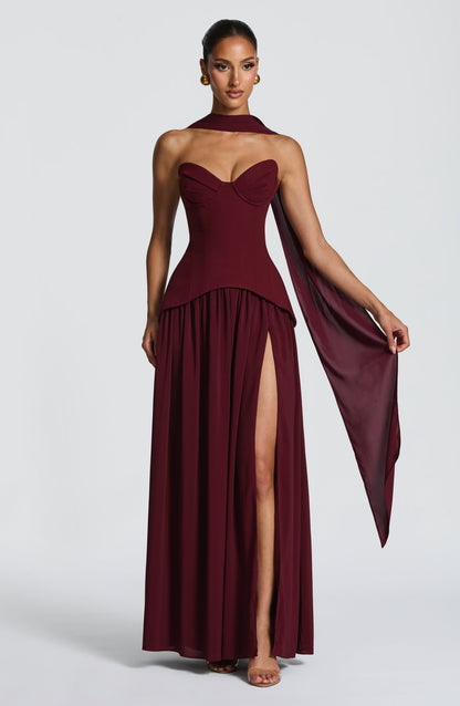 Robe Longue Vietta - Cerise laquée